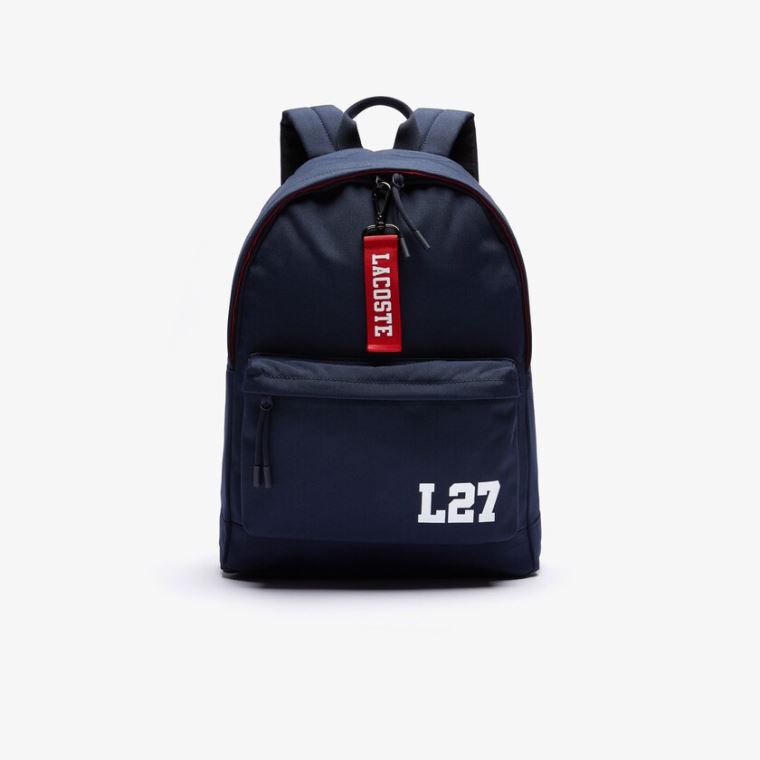 Lacoste Neocroc L27 Lettered Kanvas Backpack Lacivert Kırmızı | qjUdx1Po