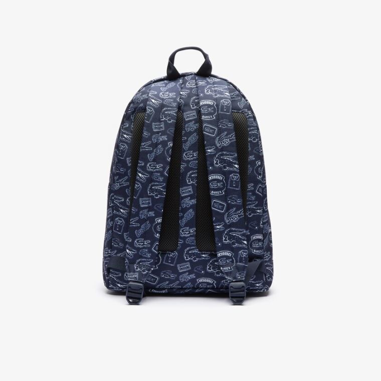 Lacoste Neocroc Pattern Kanvas Backpack Lacivert Mavi Beyaz | 00mQw784