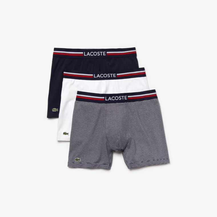 Lacoste Pack Of 3 Gündelik Long Boxers Lacivert Mavi Beyaz | n15teIVl