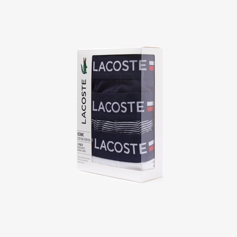 Lacoste Pack Of 3 Gündelik Long Boxers Lacivert Mavi Beyaz | n15teIVl