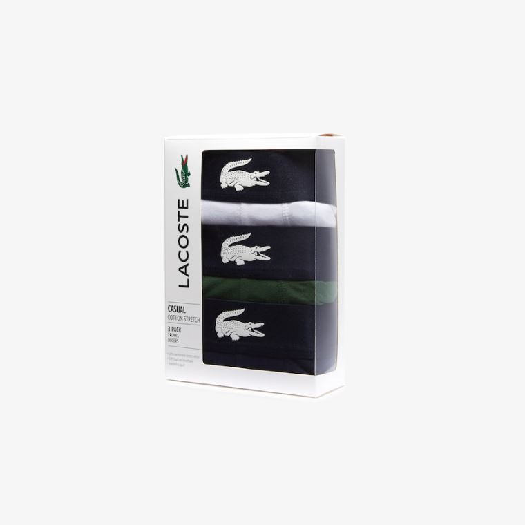 Lacoste Pack of 3 Gündelik Boksör Külot Yeşil Lacivert Mavi Beyaz | dxf5HYqM