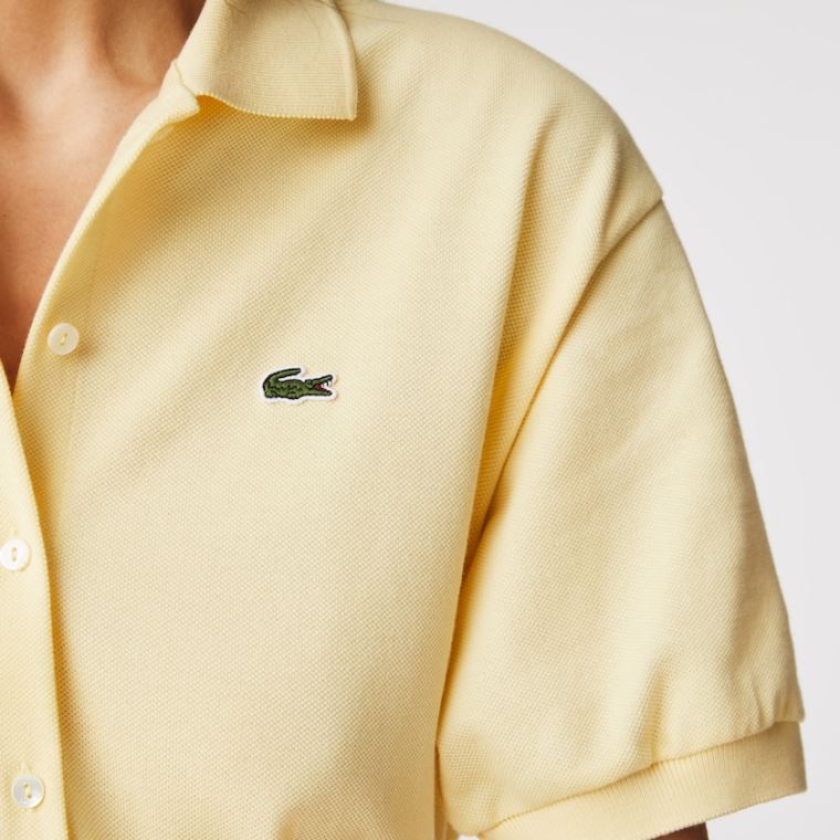 Lacoste Pamuklu Piqué Belted Polo Elbise Sarı | zws8TQhk