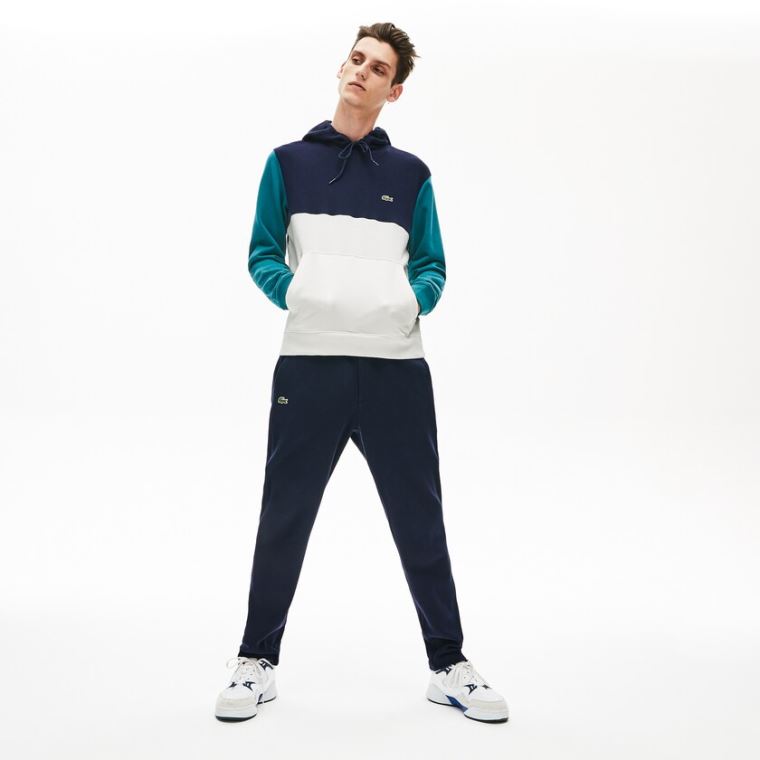 Lacoste Pamuklu-Piqué and French Terry Colorblock Sweatshirt Beyaz Lacivert Mavi Yeşil | 4fKP9K35