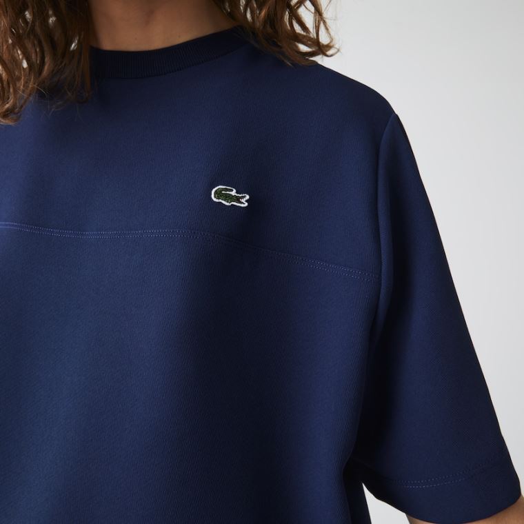 Lacoste Paneled Crewneck T-shirt Mavi | NCc4fdrL