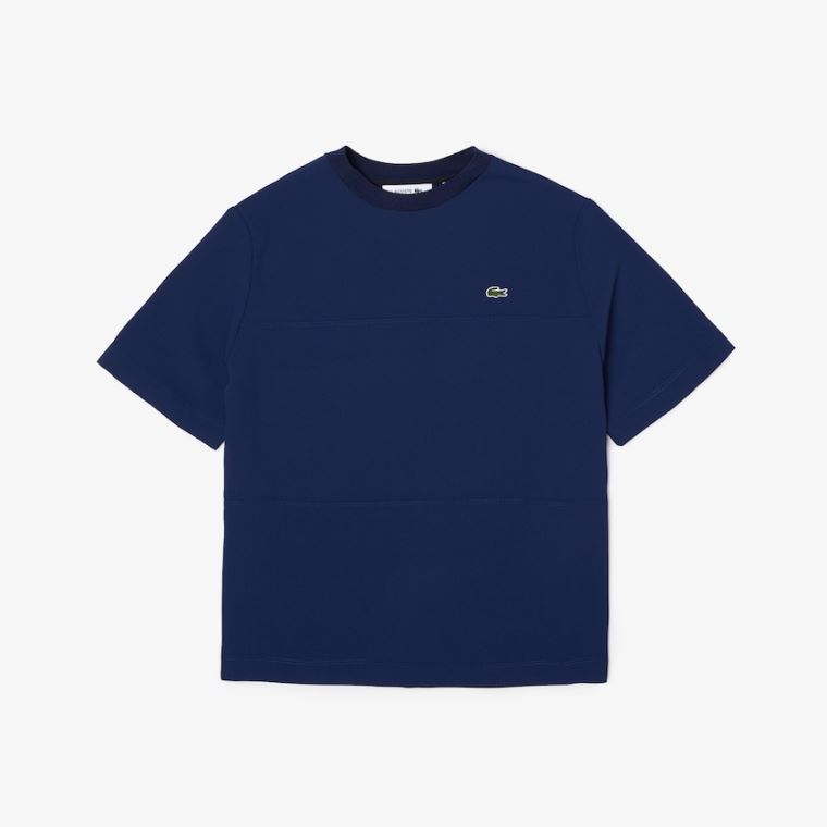 Lacoste Paneled Crewneck T-shirt Mavi | NCc4fdrL