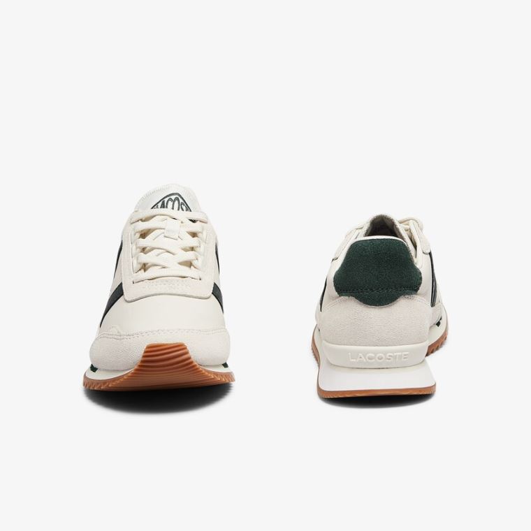 Lacoste Partner Retro Deri Sneakers Bej Rengi Yeşil | 9GBDnkZ1