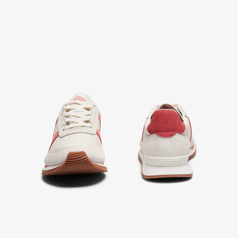 Lacoste Partner Retro Deri Sneakers Bej Rengi Pembe | JfRJWuVi