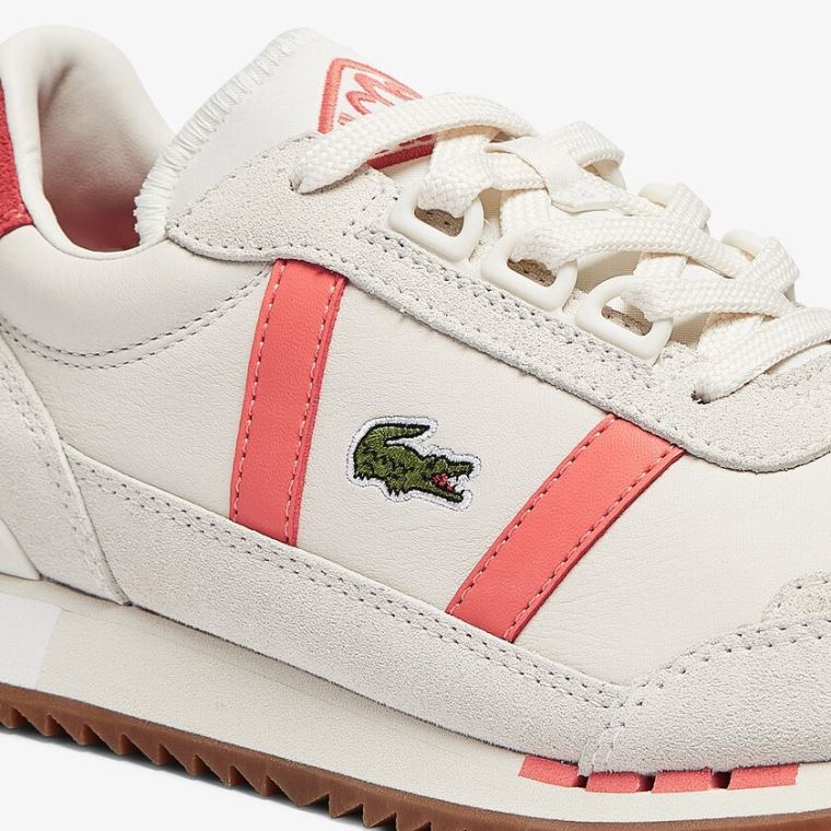 Lacoste Partner Retro Deri Sneakers Bej Rengi Pembe | JfRJWuVi