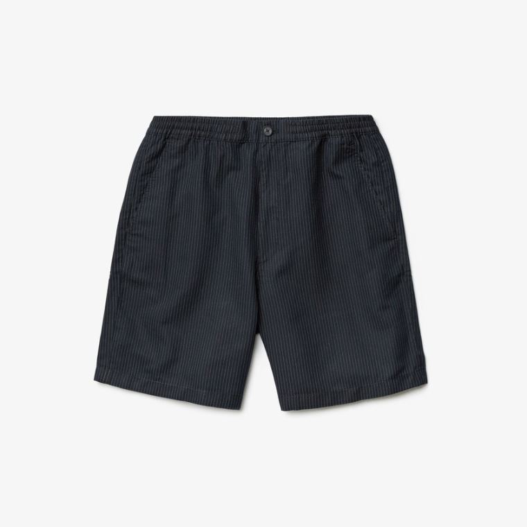 Lacoste Pinstriped Linen- Blend Bermuda Shorts Lacivert Mavi Beyaz | ksfc1WnZ