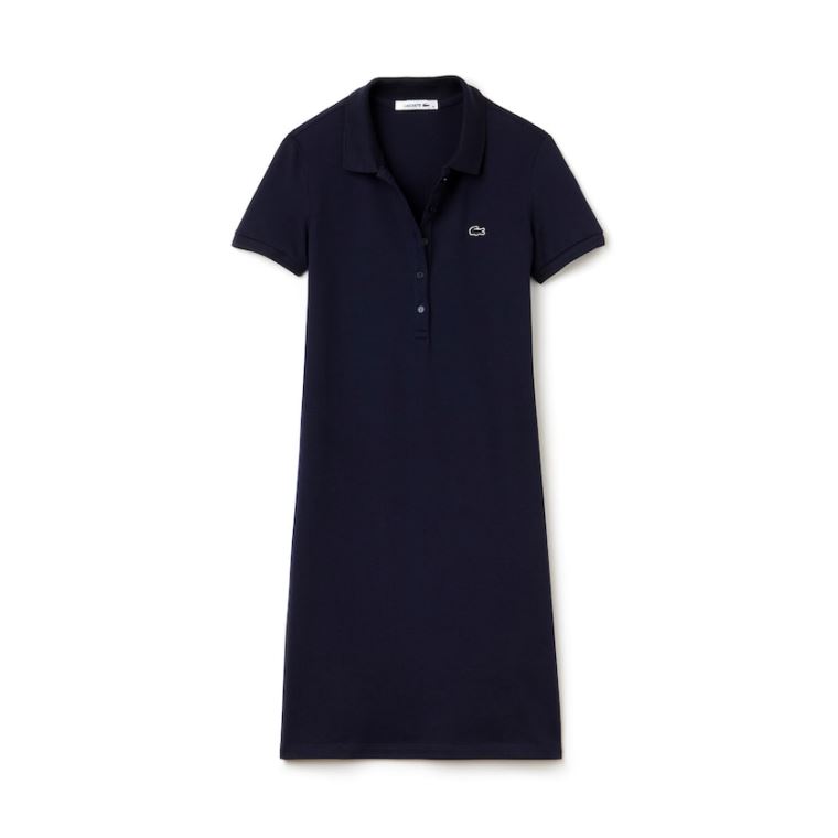 Lacoste Polo dress in stretch mini piqué Lacivert Mavi | A76IOVr6