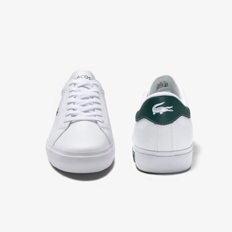 Lacoste Power Court Low Top Sneakers Beyaz Koyu Yeşil | eHky3QwS