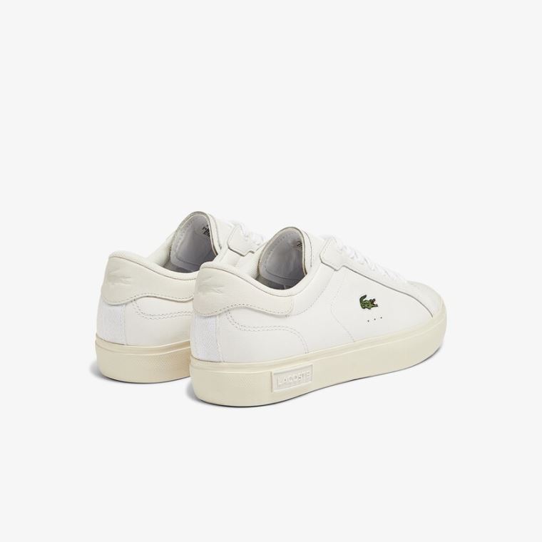 Lacoste Powercourt Deri Popped Heal Sneakers Beyaz Gri | zcCgtMSu