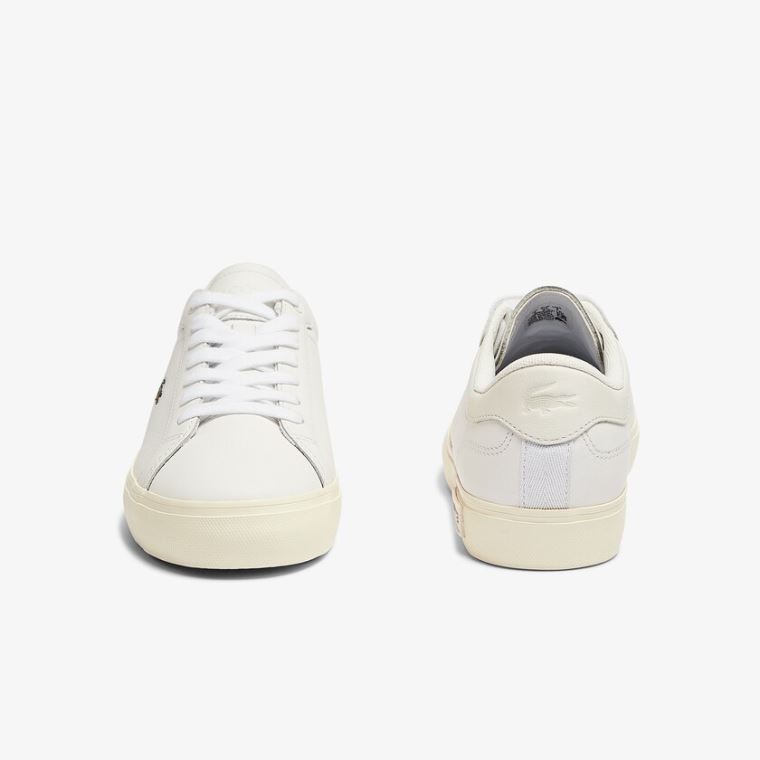 Lacoste Powercourt Deri Popped Heal Sneakers Beyaz Gri | zcCgtMSu