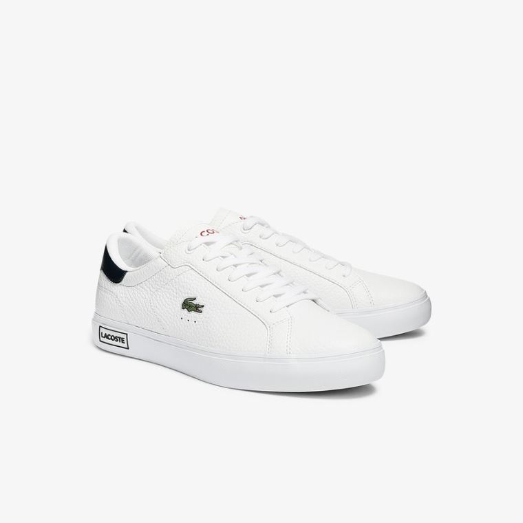 Lacoste Powercourt Deri Sneakers Beyaz Bej Rengi | vyGMRbye