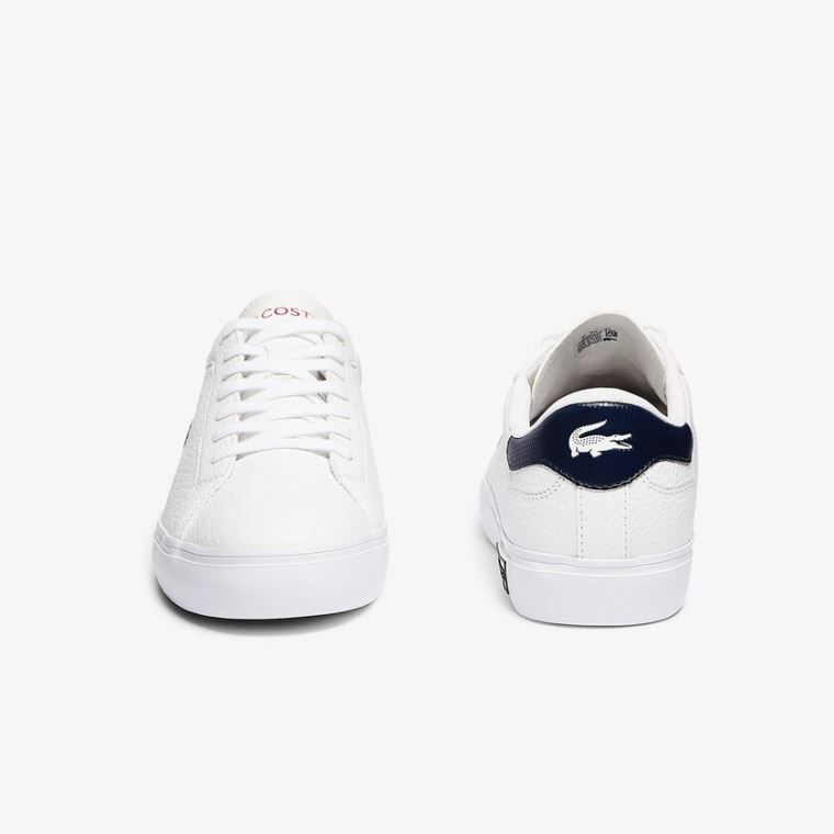 Lacoste Powercourt Deri Sneakers Beyaz Bej Rengi | vyGMRbye