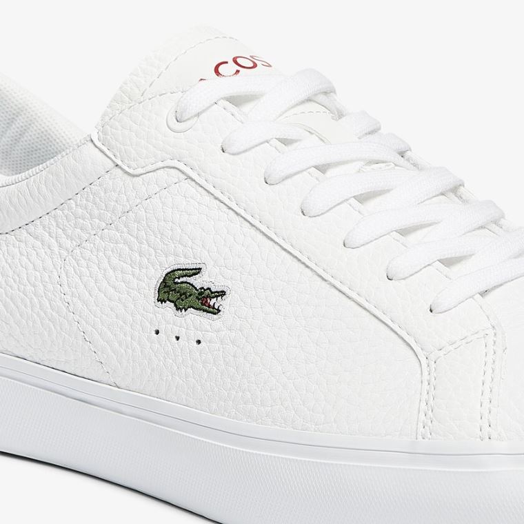 Lacoste Powercourt Deri Sneakers Beyaz Bej Rengi | vyGMRbye