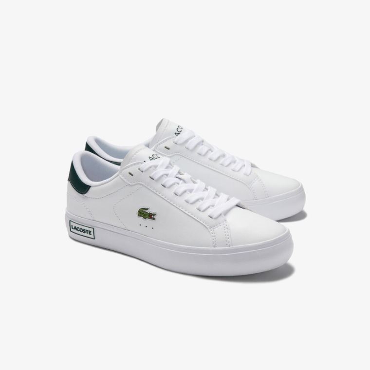 Lacoste Powercourt Deri Sneakers Beyaz Koyu Yeşil | WLS2Vh2w