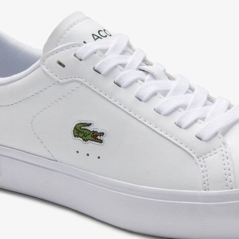 Lacoste Powercourt Deri Sneakers Beyaz Koyu Yeşil | WLS2Vh2w