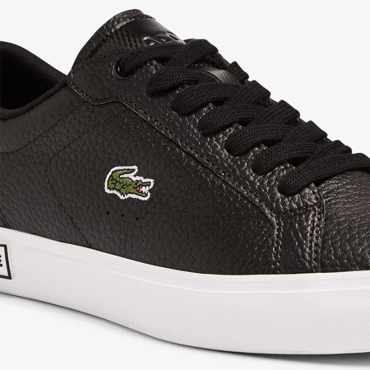 Lacoste Powercourt Deri and Sentetik Sneakers Siyah Beyaz | 0fvkQ1hh