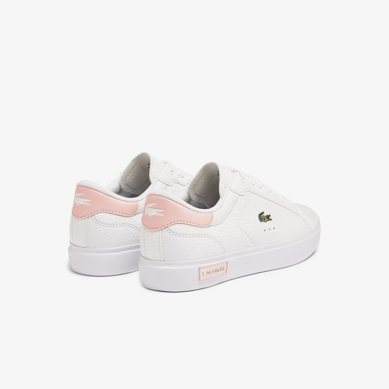 Lacoste Powercourt Deri and Sentetik Sneakers Beyaz Açık Pembe | d1Jxvf4c