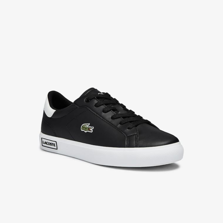 Lacoste Powercourt Sentetik Sneakers Siyah Beyaz | xJDnfSVc