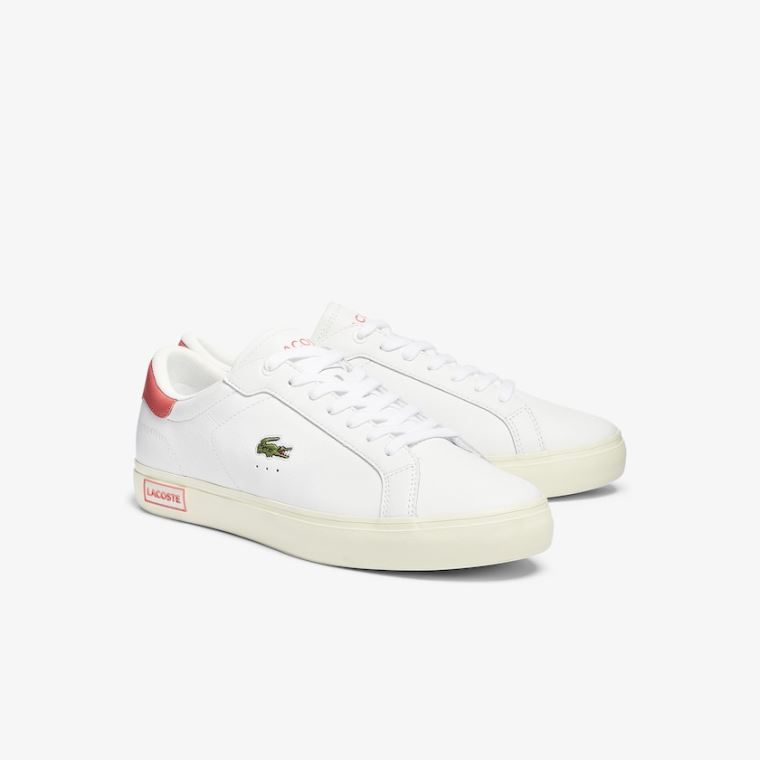 Lacoste Powercourt Smooth Deri Sneakers Beyaz Bej Rengi | tpzz2r0x