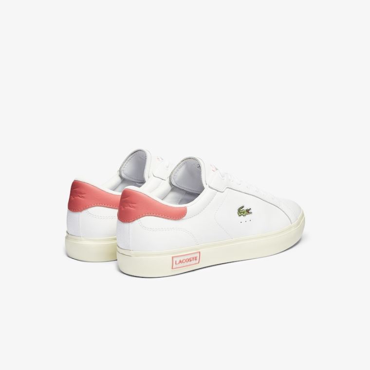 Lacoste Powercourt Smooth Deri Sneakers Beyaz Bej Rengi | tpzz2r0x