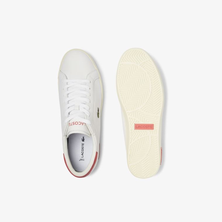 Lacoste Powercourt Smooth Deri Sneakers Beyaz Bej Rengi | tpzz2r0x