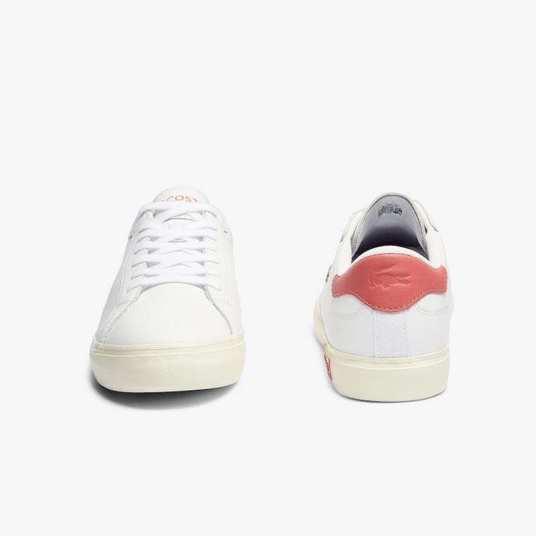 Lacoste Powercourt Smooth Deri Sneakers Beyaz Bej Rengi | tpzz2r0x