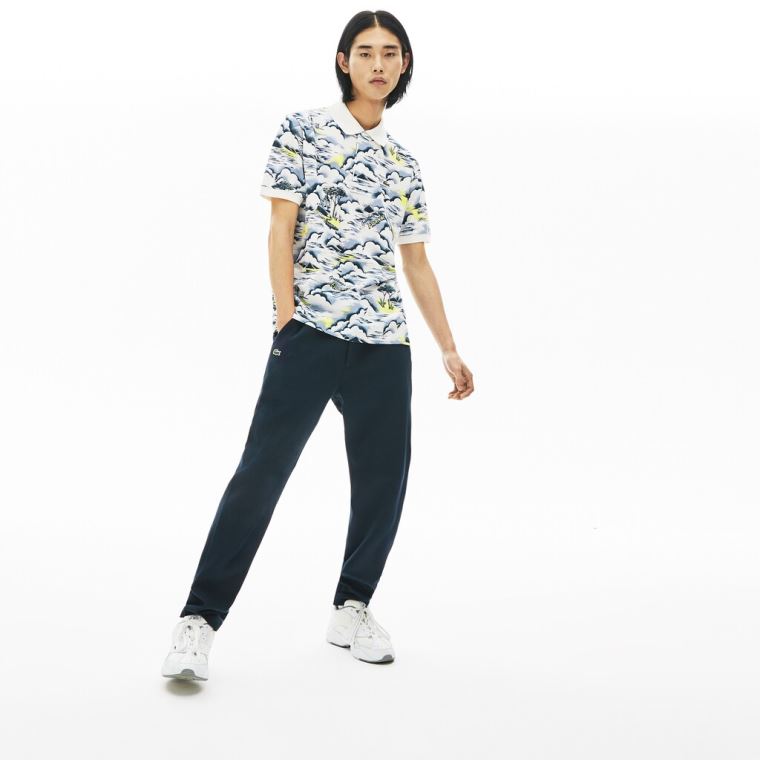 Lacoste Print Pamuklu Piqué Klasik Fit Polo Shirt Beyaz | 8u4GWlzA