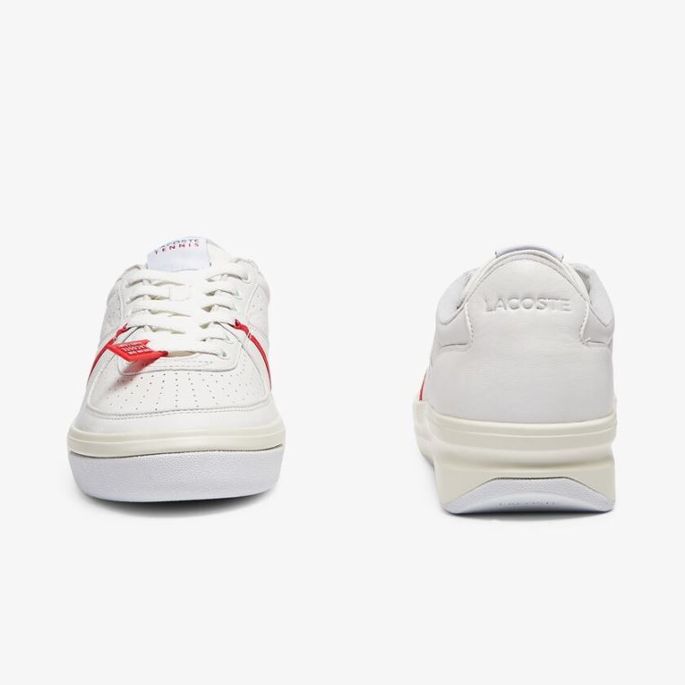 Lacoste Quantace Deri Sneakers Kırmızı Beyaz | irVYV42F