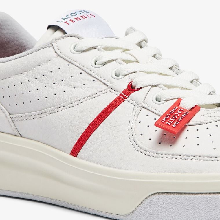 Lacoste Quantace Deri Sneakers Kırmızı Beyaz | irVYV42F