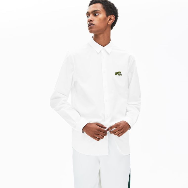 Lacoste Regular Fit Badge Logo Shirt Beyaz | bnZUnCdu