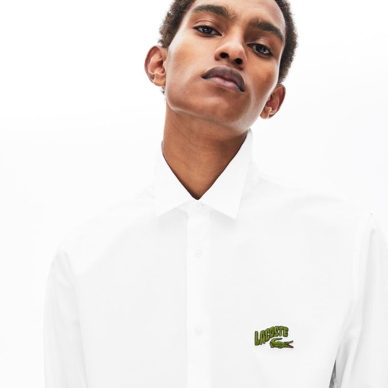 Lacoste Regular Fit Badge Logo Shirt Beyaz | bnZUnCdu