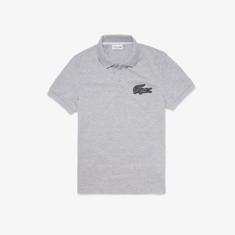 Lacoste Regular Fit Crocodile Badge Pamuklu Piqué Polo Shirt Beyaz Kırmızı | eXor0F2Y