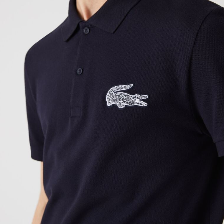 Lacoste Regular Fit Crocodile Badge Pamuklu Piqué Polo Shirt Lacivert Mavi | hERkderV