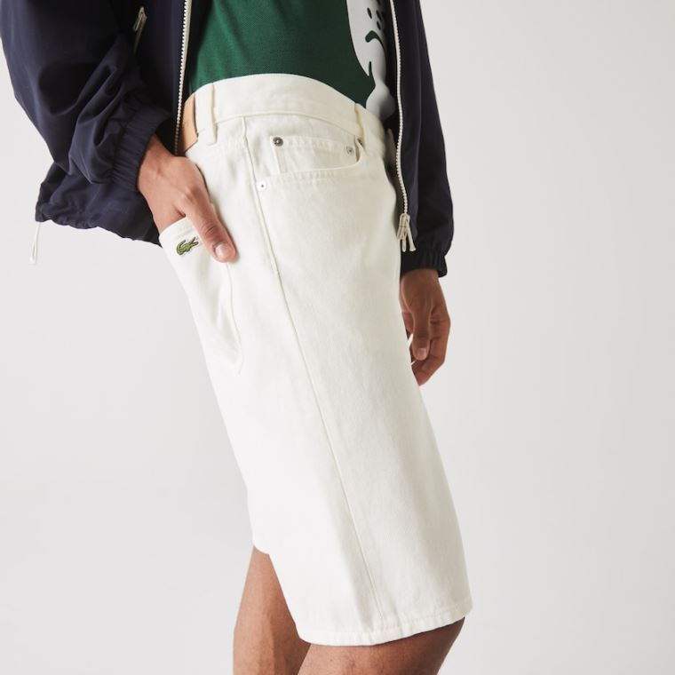 Lacoste Regular Fit Five-Pocket Denim Shorts Beyaz | MskeRH23