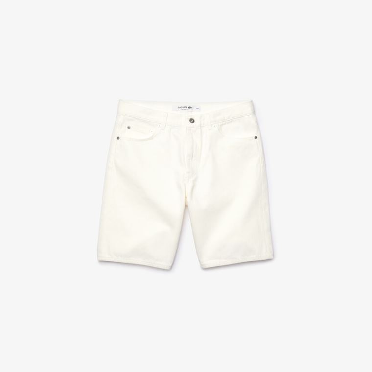 Lacoste Regular Fit Five-Pocket Denim Shorts Beyaz | MskeRH23