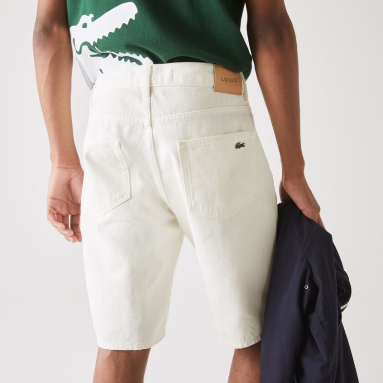 Lacoste Regular Fit Five-Pocket Denim Shorts Beyaz | MskeRH23