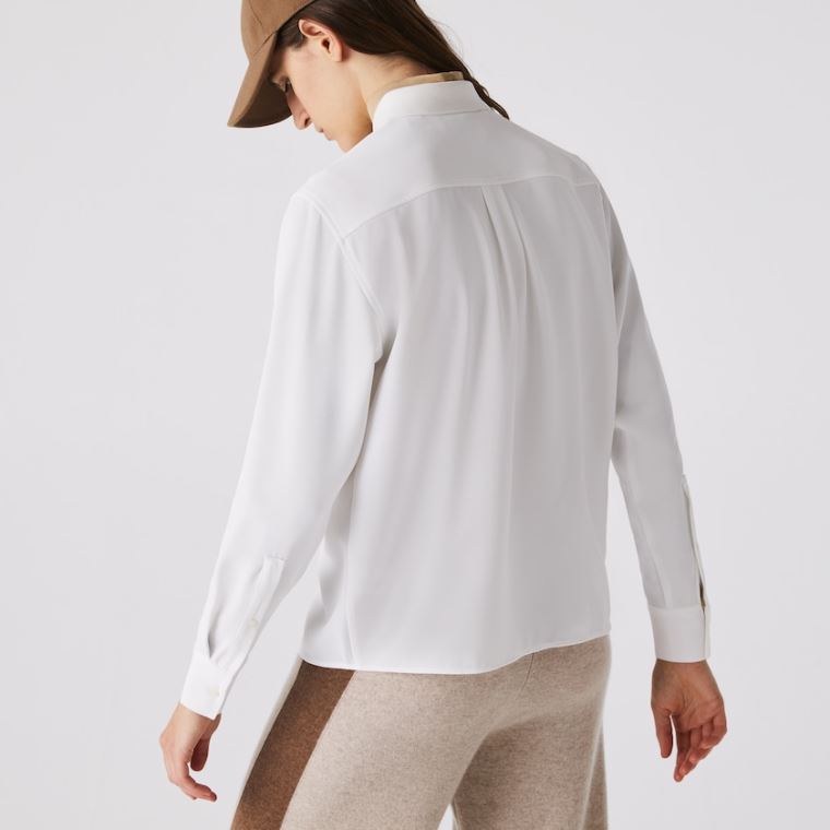 Lacoste Regular Fit Flowy Shirt Beyaz | UyMg4Pui