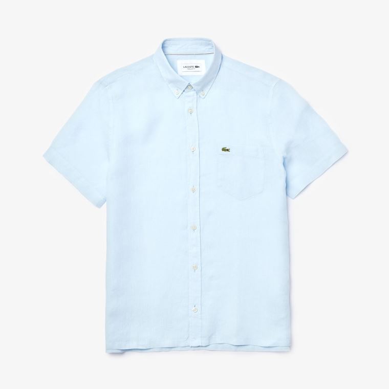 Lacoste Regular Fit Linen Shirt Açık Mavi | lsZ7A87v