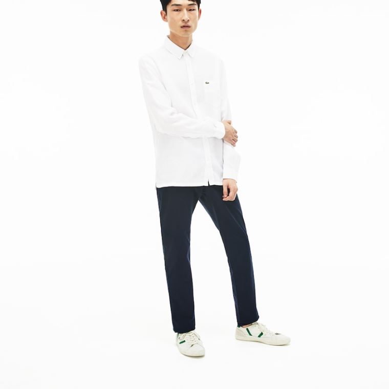 Lacoste Regular Fit Linen Shirt Beyaz | EYelADig