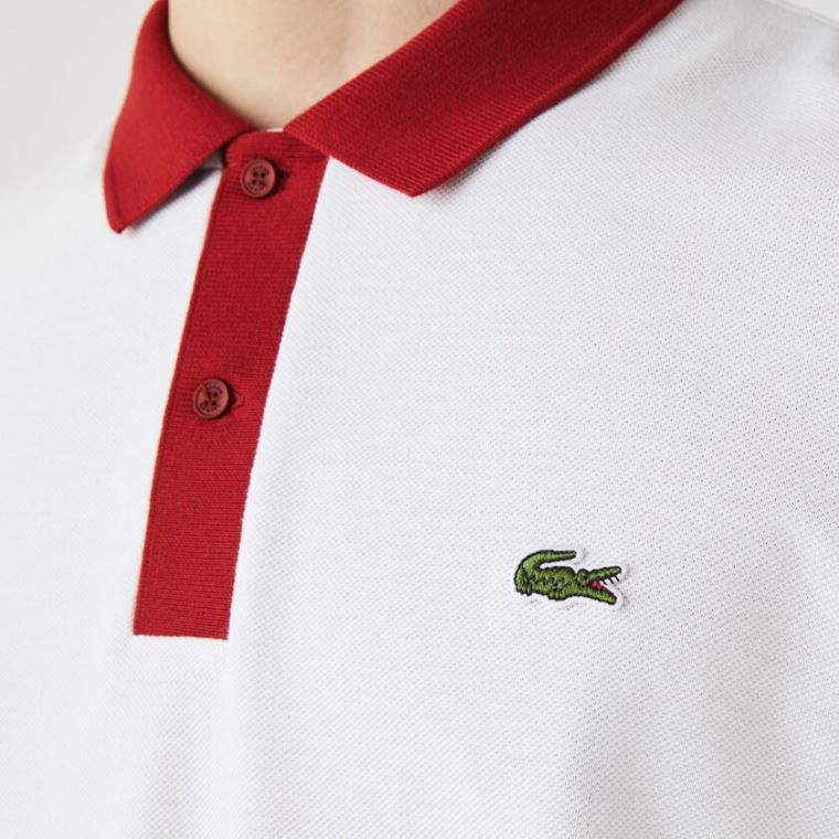 Lacoste Regular Fit Made in France Polo Shirt Beyaz Koyu Kırmızı Lacivert Mavi | vtq0AZGU