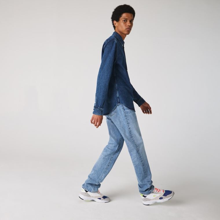 Lacoste Regular Fit Natural Pamuklu Denim Shirt Mavi | FndFCVNK