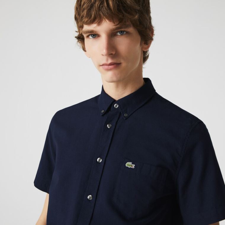 Lacoste Regular Fit Oxford Pamuklu Shirt Lacivert Mavi | 7kbsOM7B