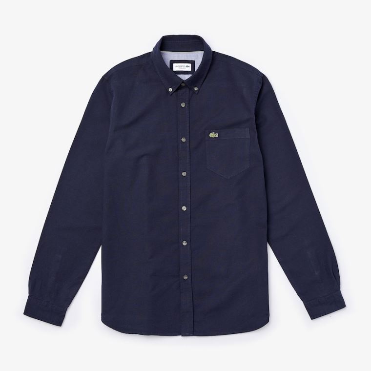 Lacoste Regular Fit Pamuklu Oxford Shirt Lacivert Mavi | dG0v5lbq