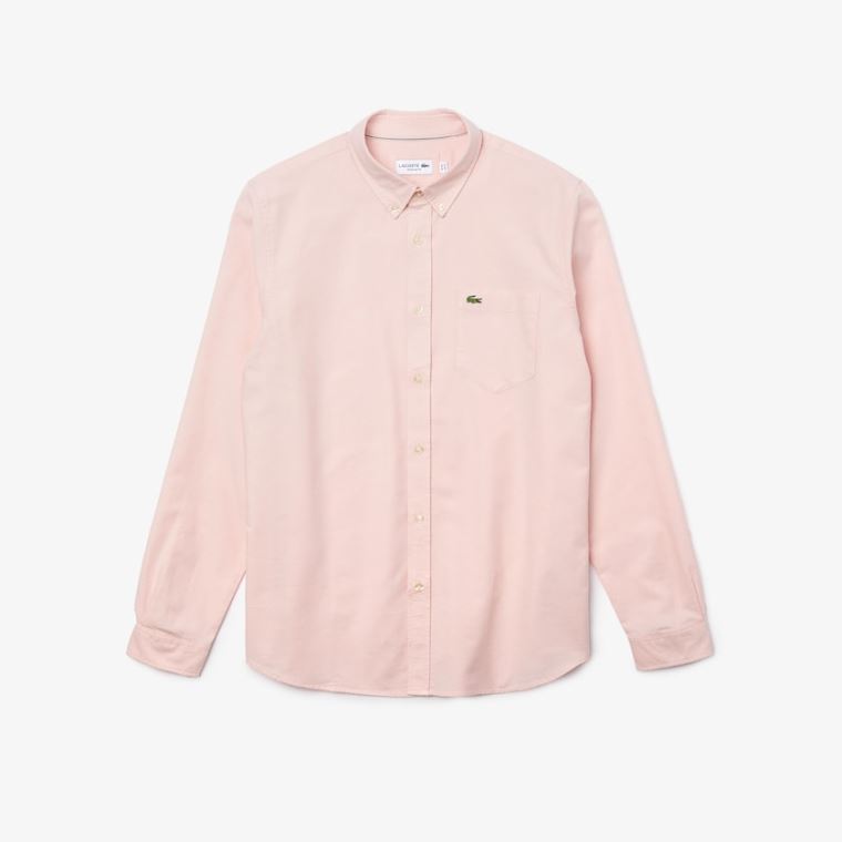 Lacoste Regular Fit Pamuklu Oxford Shirt Açık Pembe | kSPSdKOv