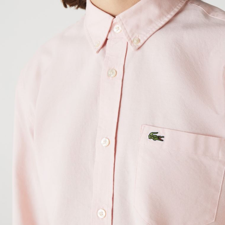 Lacoste Regular Fit Pamuklu Oxford Shirt Açık Pembe | kSPSdKOv