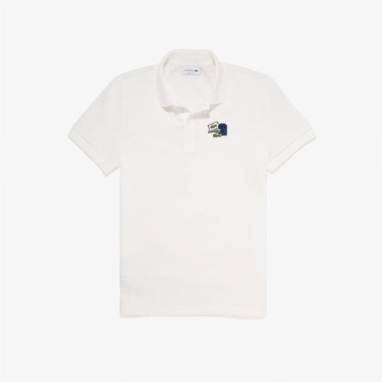 Lacoste Regular Fit Pamuklu Piqué Polo Shirt Beyaz Mavi | K8WIC0BE