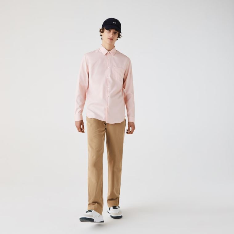 Lacoste Regular Fit Pamuklu Poplin Shirt Açık Pembe | LLO84oP6